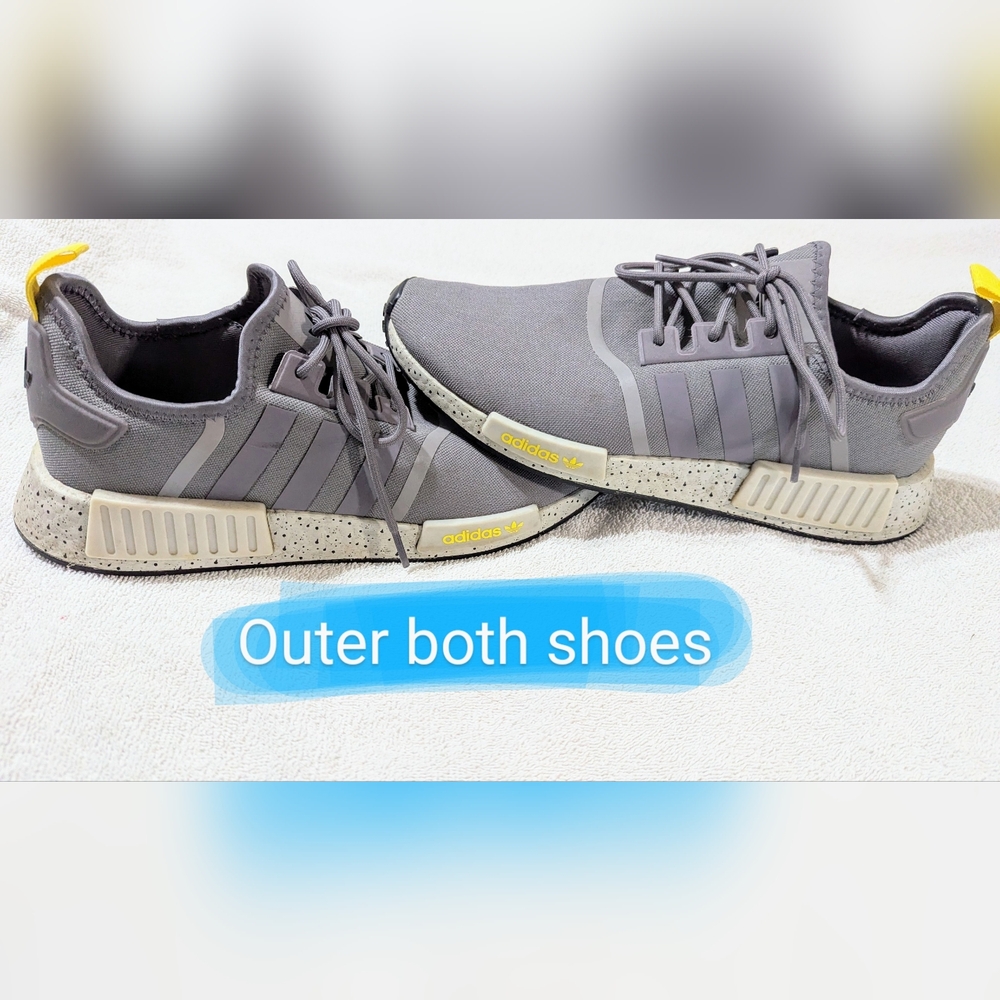 Adidas Size 12 men's EUC, NMD_R1 in grey w/yellow accents *sold out online* - Picture 14 of 16